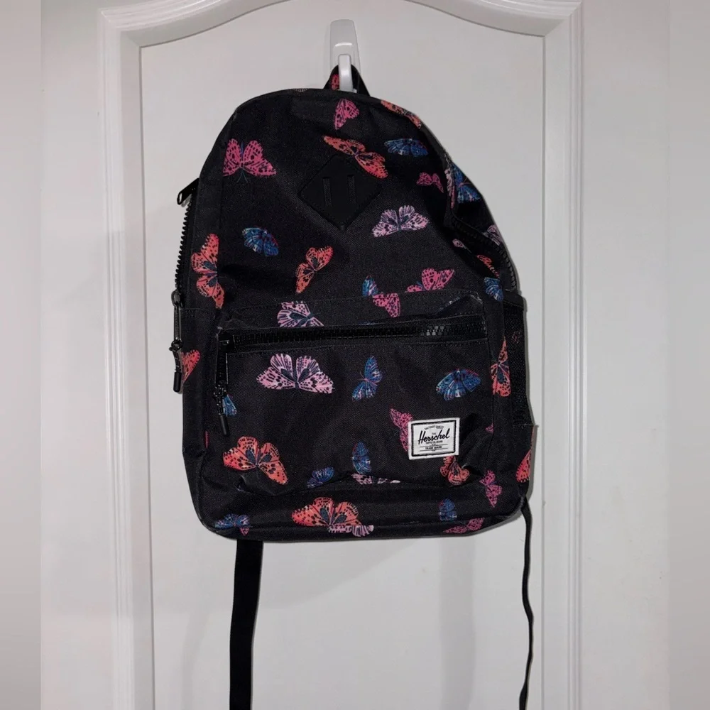 Herschel Supply Company Kids Backpack with Butterfly Design - Black and Pink